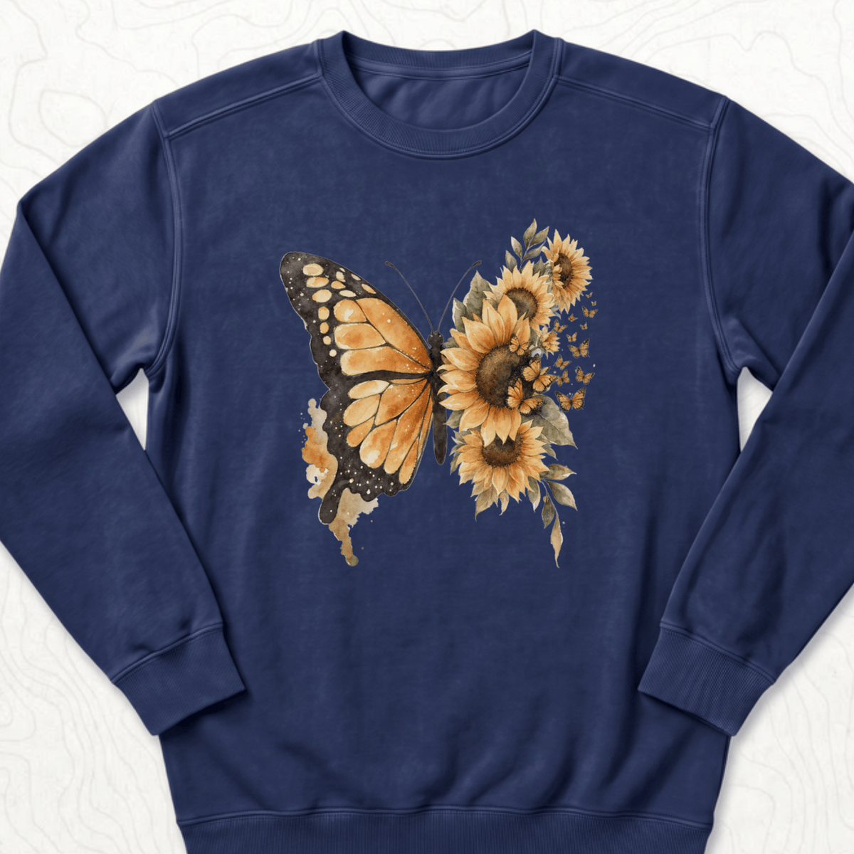 Sunflower Butterfly Sweatshirt - True Navy