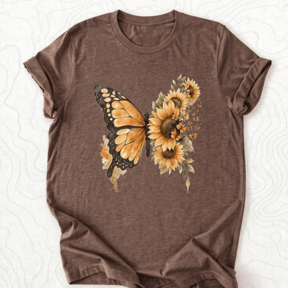 Sunflower Butterfly Tee - Heather Brown