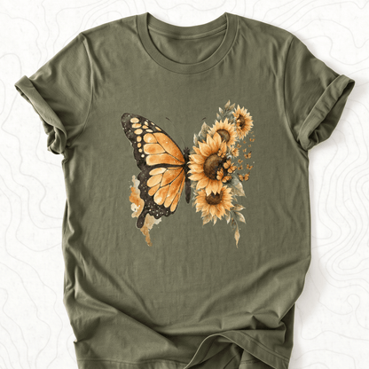Sunflower Butterfly Tee - Military Green