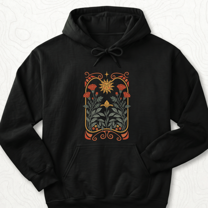 Sunflower Floral Hoodie - Black