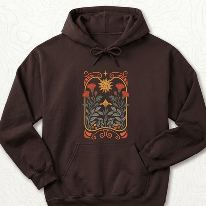 Sunflower Floral Hoodie - Dark Chocolate
