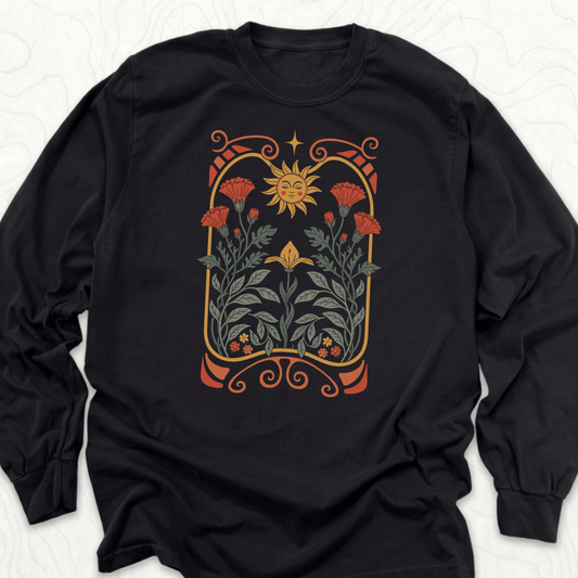 Sunflower Floral LS T-shirt - Black