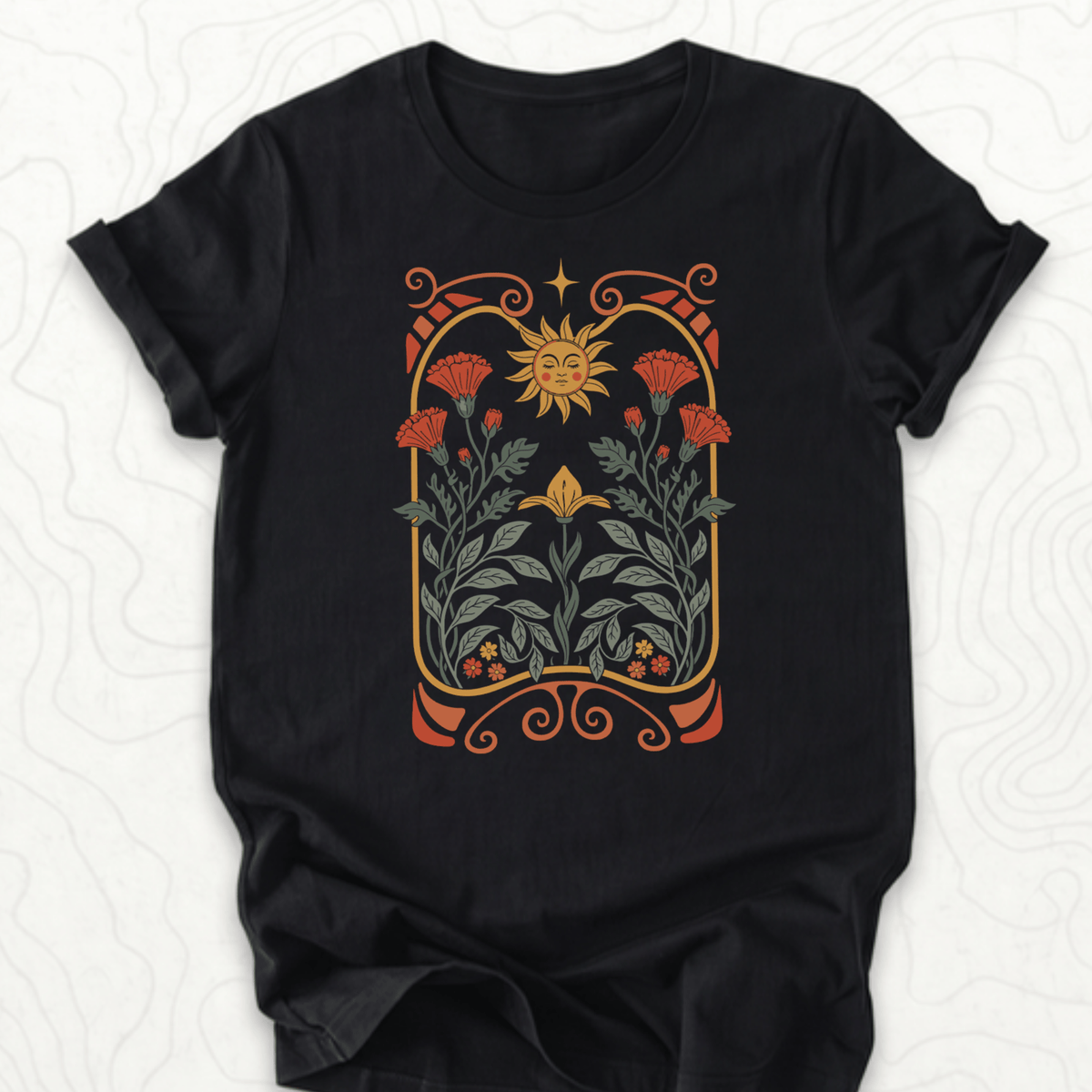 Sunflower Floral Tee - Black