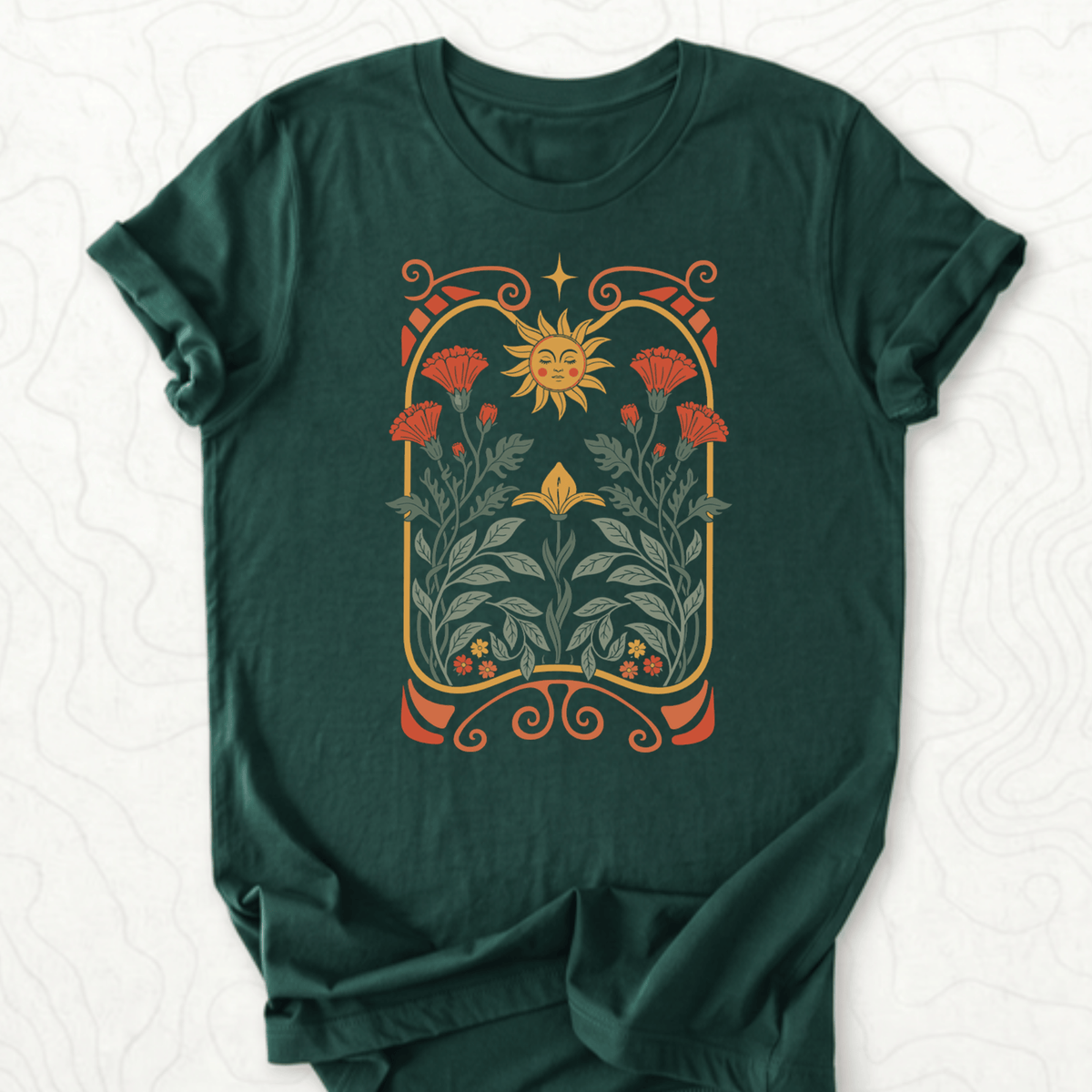 Sunflower Floral Tee - Forest