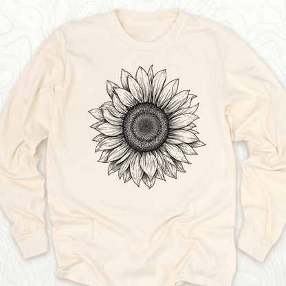 Sunflower Sketch LS T-shirt - Ivory