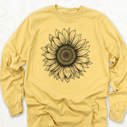 Sunflower Sketch LS T-shirt - Mustard