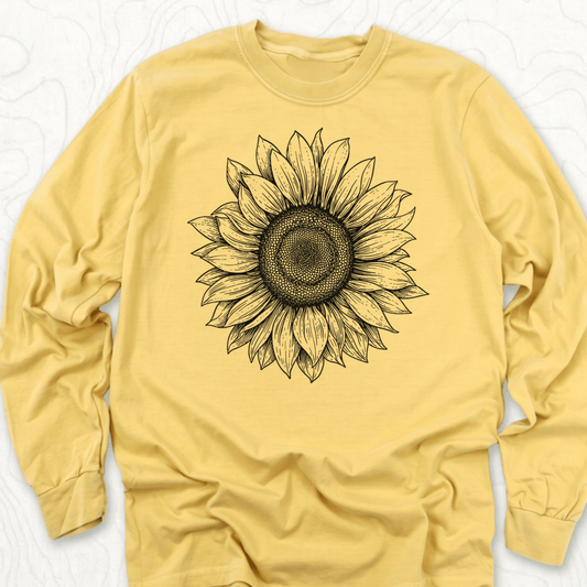 Sunflower Sketch LS T-shirt - Mustard