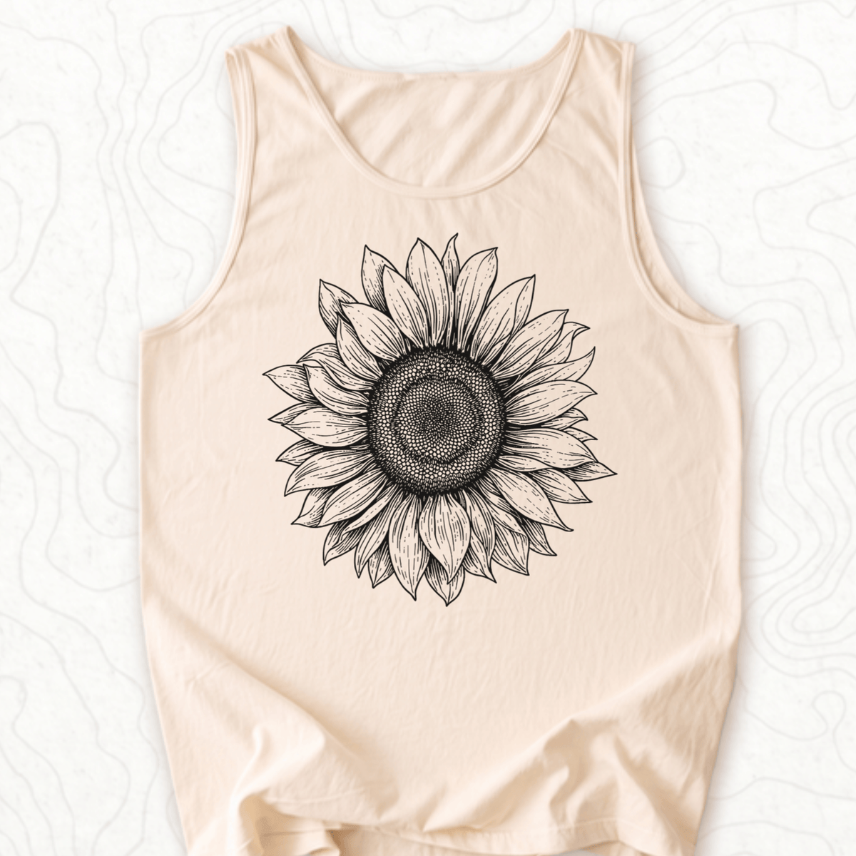 Sunflower Sketch Tank Top - Ivory