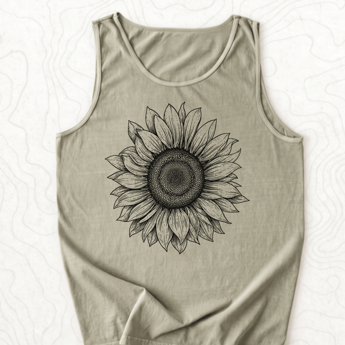 Sunflower Sketch Tank Top - Sandstone