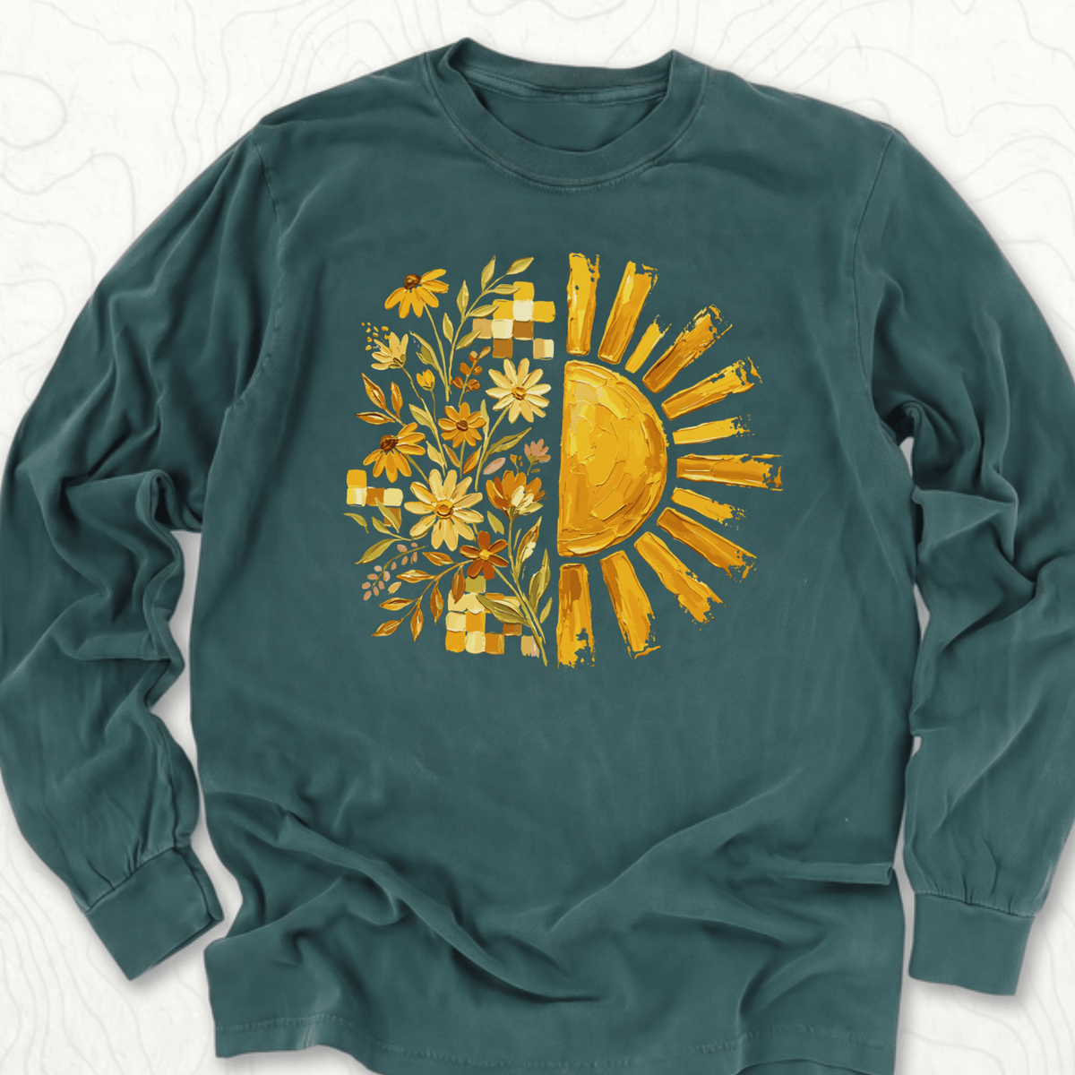Sunflower Sunshine LS T-shirt - Blue Spruce