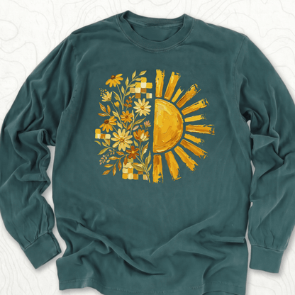 Sunflower Sunshine LS T-shirt - Blue Spruce