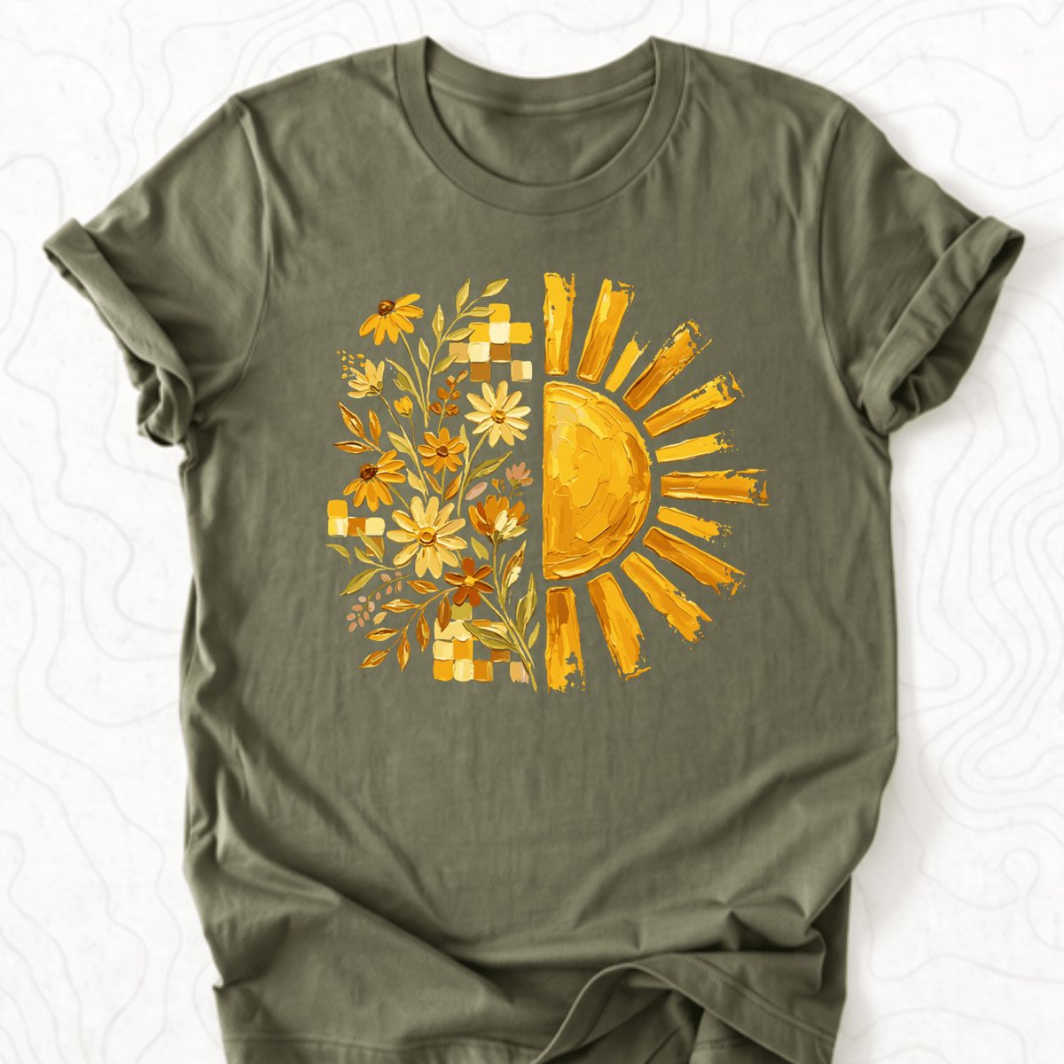 Sunflower Sunshine Tee - Military Green