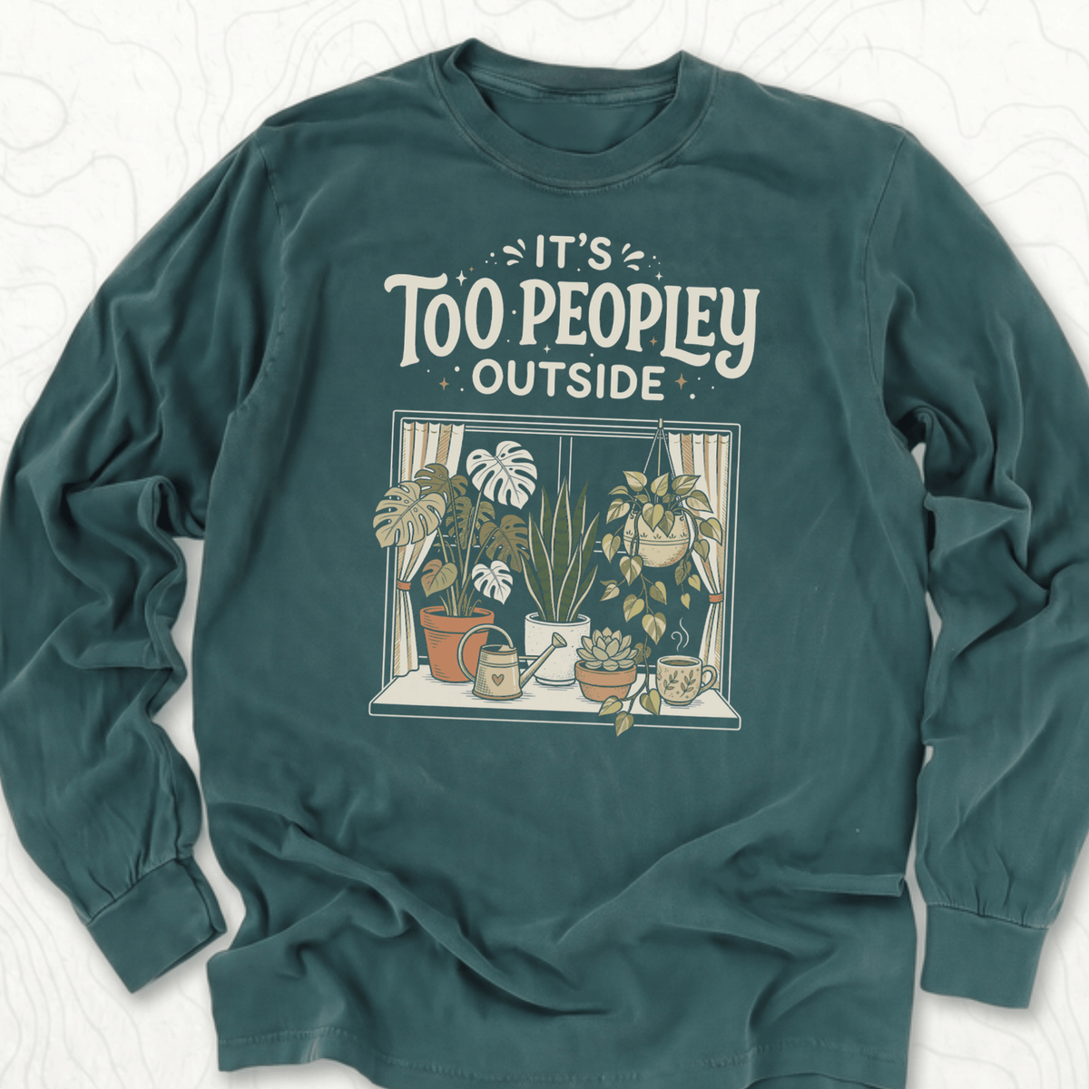 Too Peopley Outside LS T-shirt - Blue Spruce
