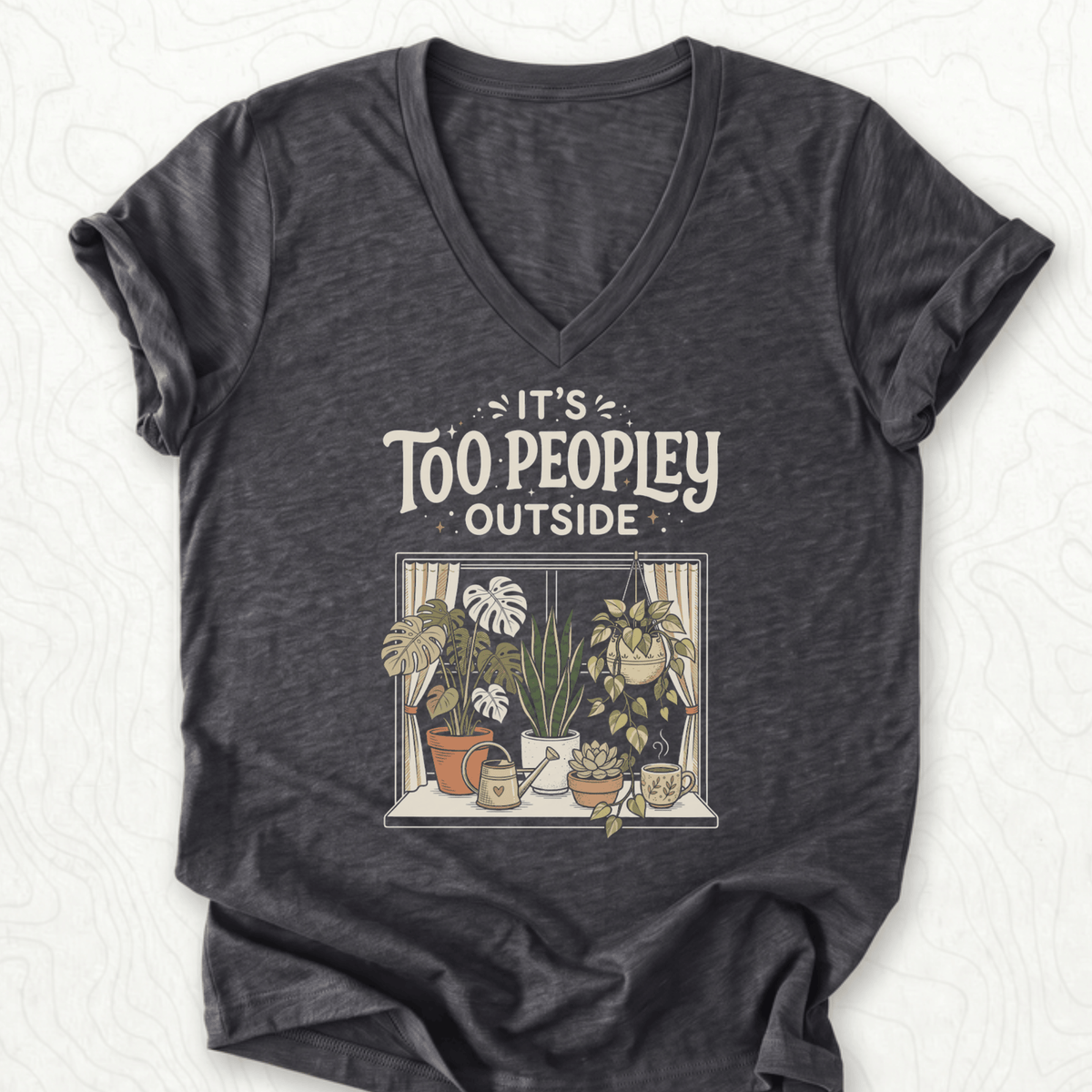 Too Peopley Outside V-Neck - Dark Grey Heather