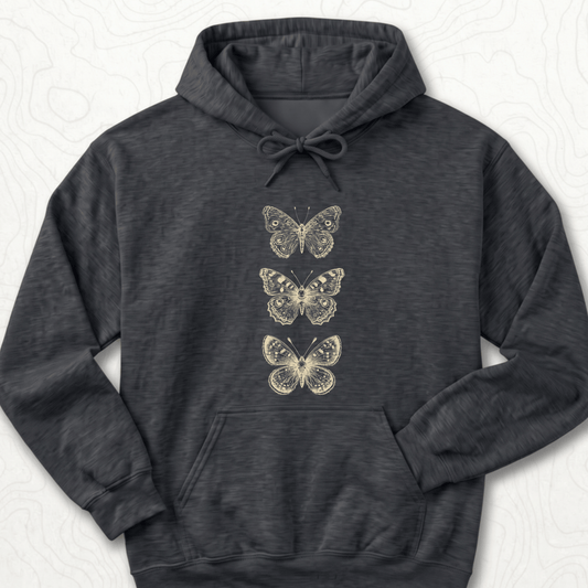 Vintage Butterflies Hoodie - Dark Heather