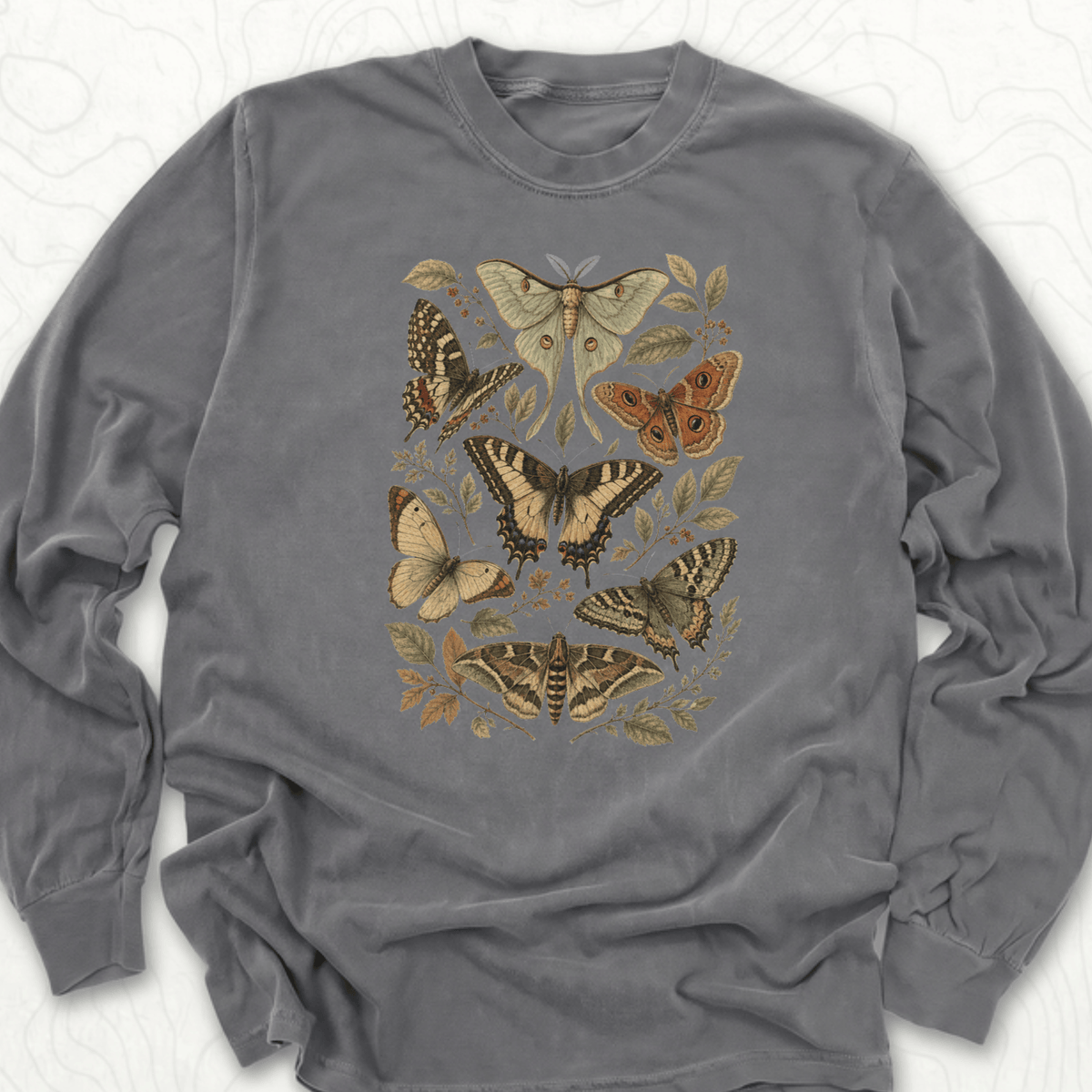 Vintage Butterflies LS T-shirt - Pepper