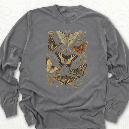Vintage Butterflies LS T-shirt - Pepper