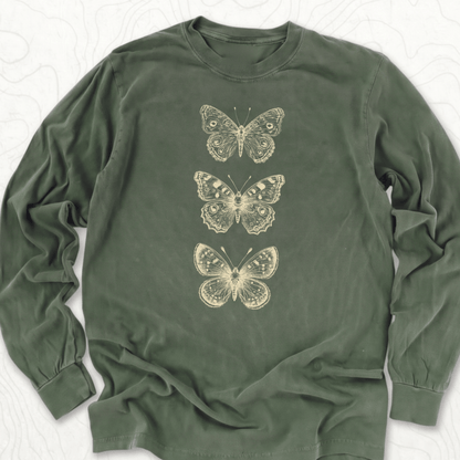 Vintage Butterflies LS T-shirt - Hemp