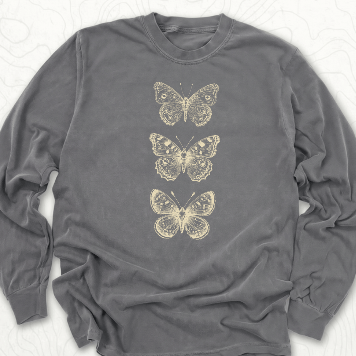 Vintage Butterflies LS T-shirt - Pepper