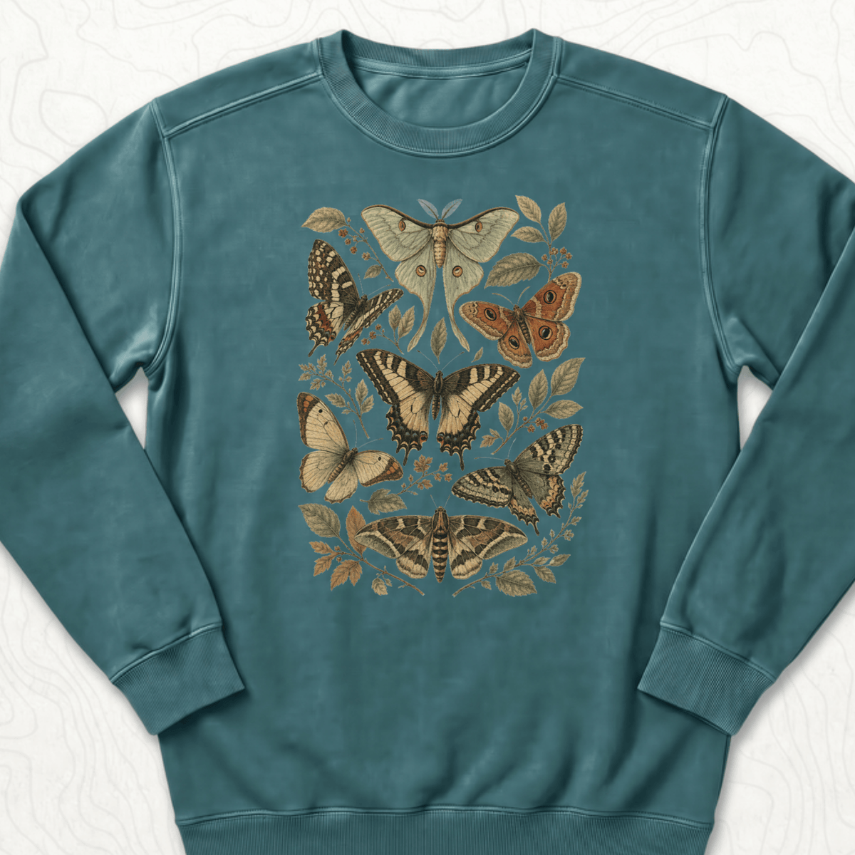 Vintage Butterflies Sweatshirt - Blue Spruce
