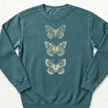 Vintage Butterflies Sweatshirt - Blue Spruce