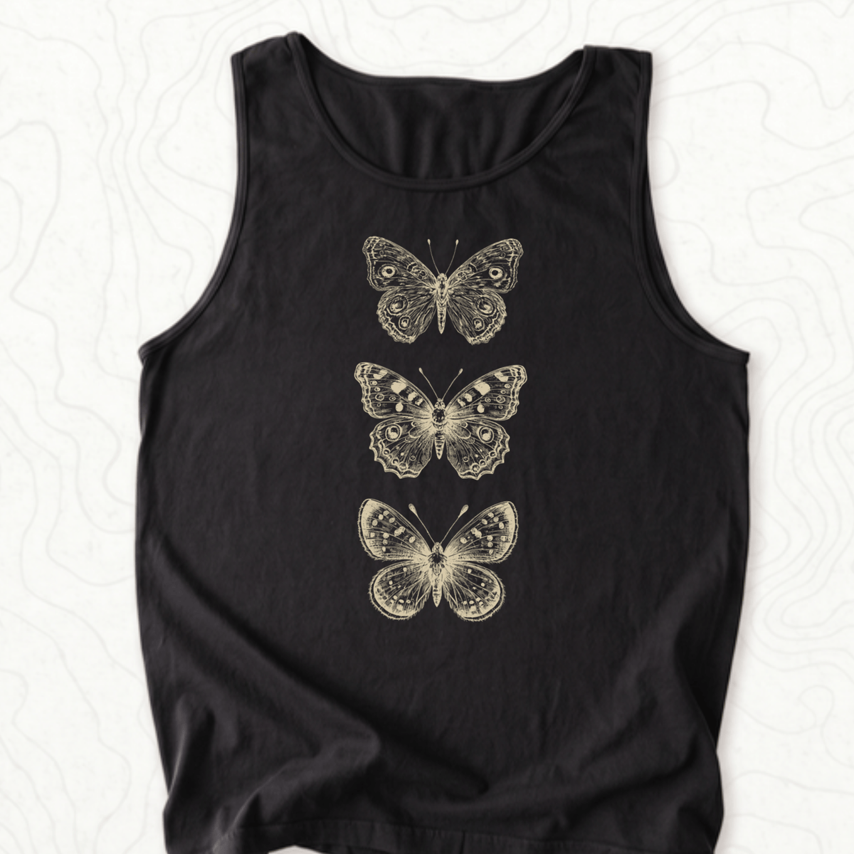 Vintage Butterflies Tank Top - Black