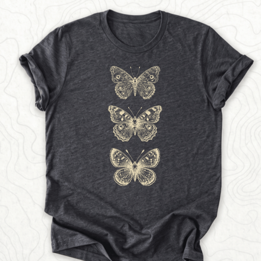 Vintage Butterflies Tee - Dark Grey Heather