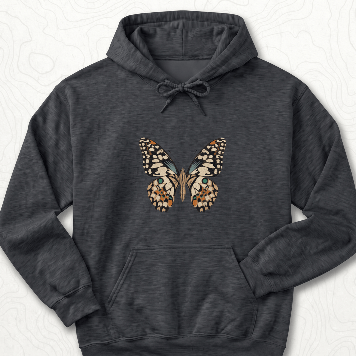 Vintage Butterfly Hoodie - Dark Heather