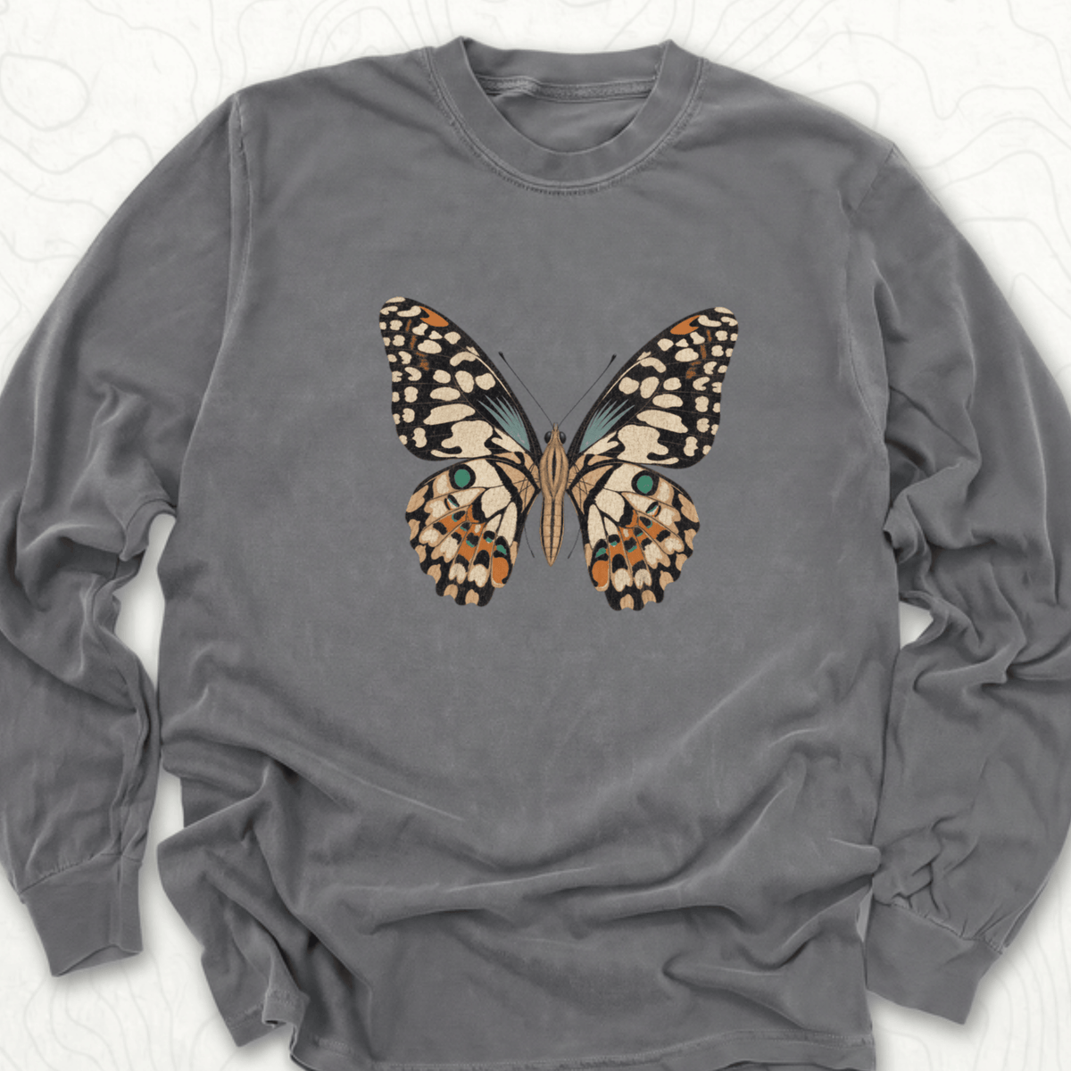 Vintage Butterfly LS T-shirt - Pepper