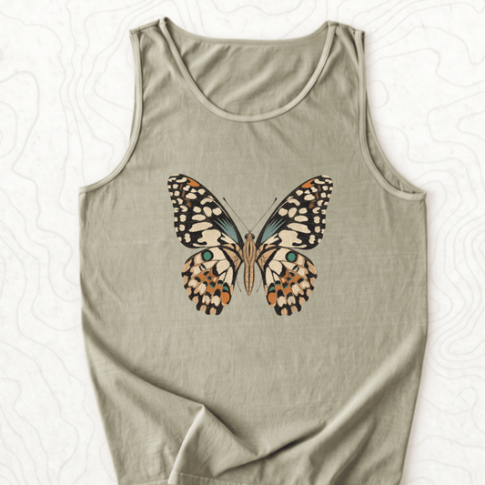 Vintage Butterfly Tank Top - Sandstone