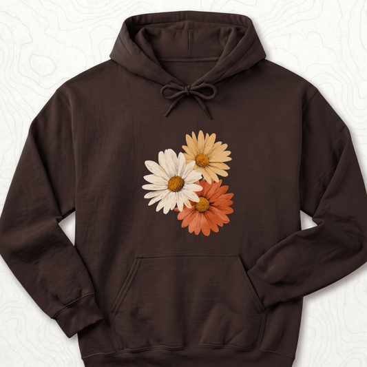 Vintage Daisy Trio Hoodie - Dark Chocolate