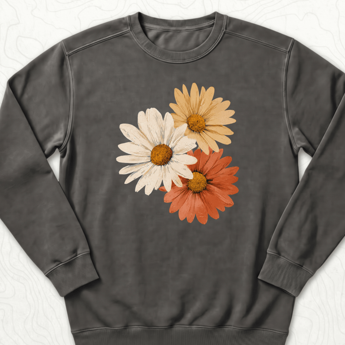 Vintage Daisy Trio Sweatshirt - Pepper