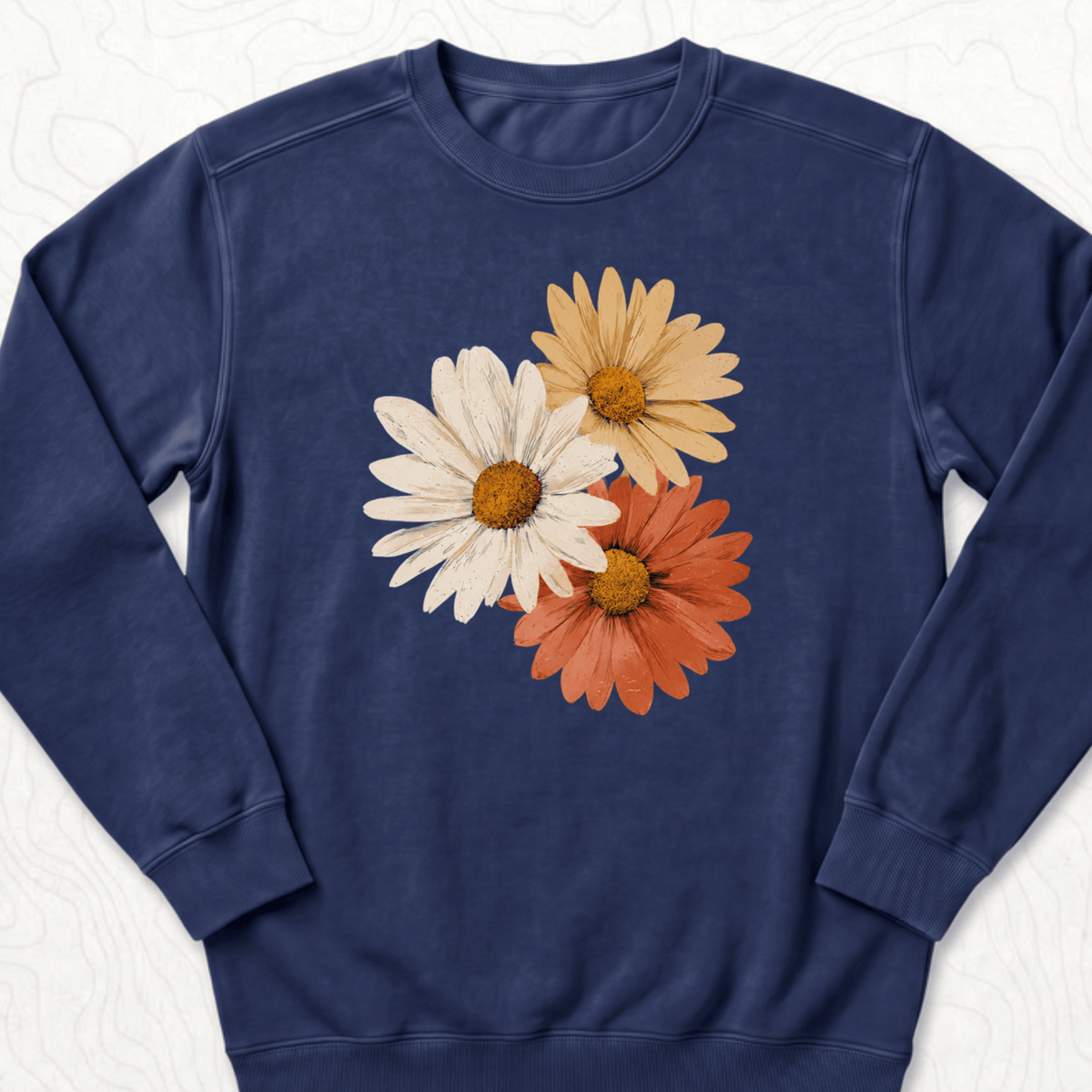 Vintage Daisy Trio Sweatshirt - True Navy