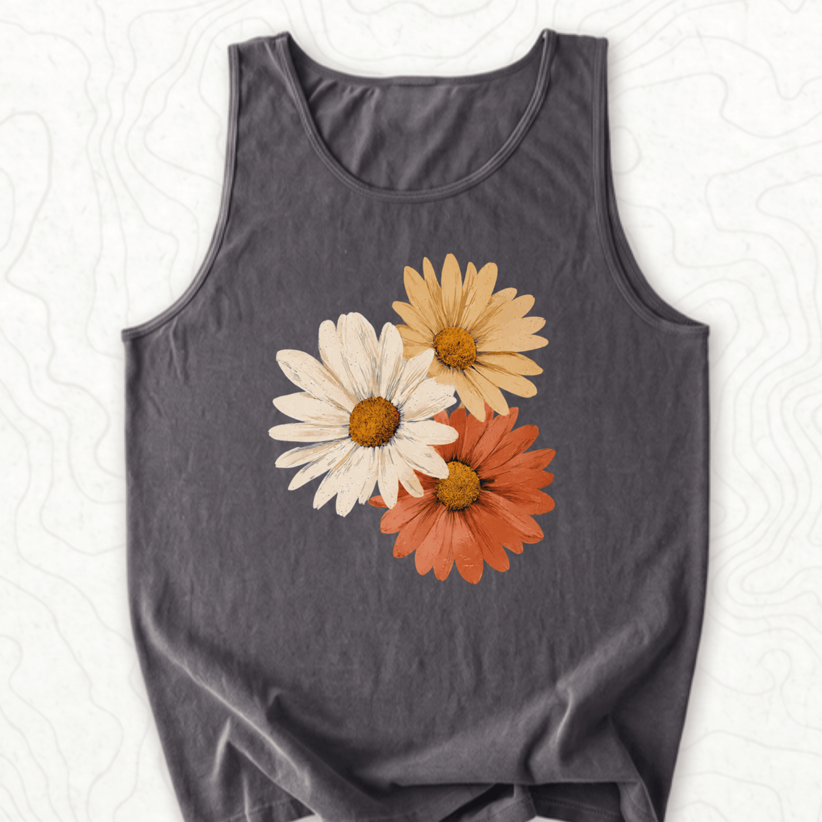 Vintage Daisy Trio Tank Top - Pepper