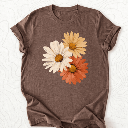 Vintage Daisy Trio Tee - Heather Brown