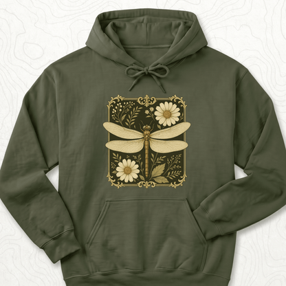 Vintage Dragonfly Hoodie - Military Green