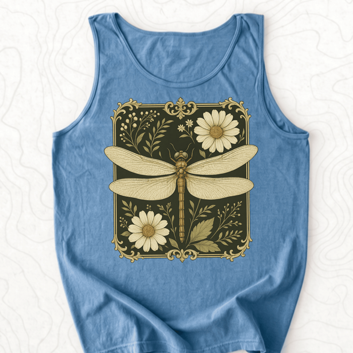 Vintage Dragonfly Tank Top - Blue Jean