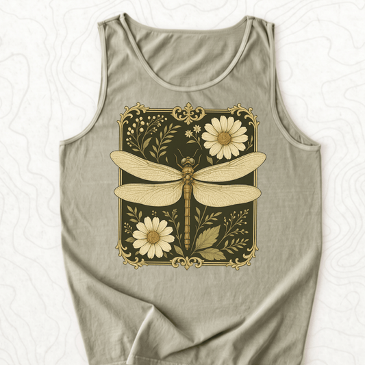 Vintage Dragonfly Tank Top - Sandstone
