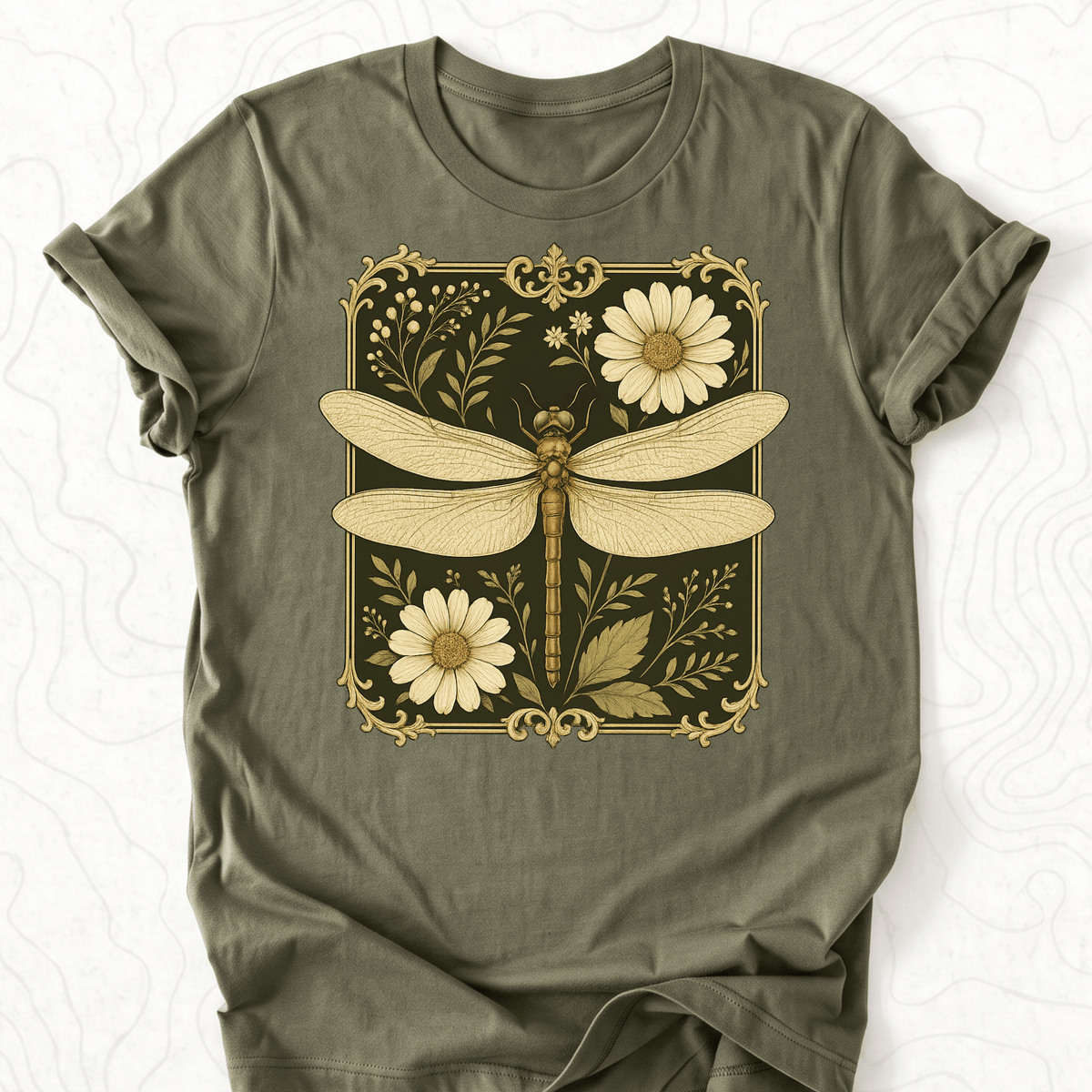 Vintage Dragonfly Tee - Military Green