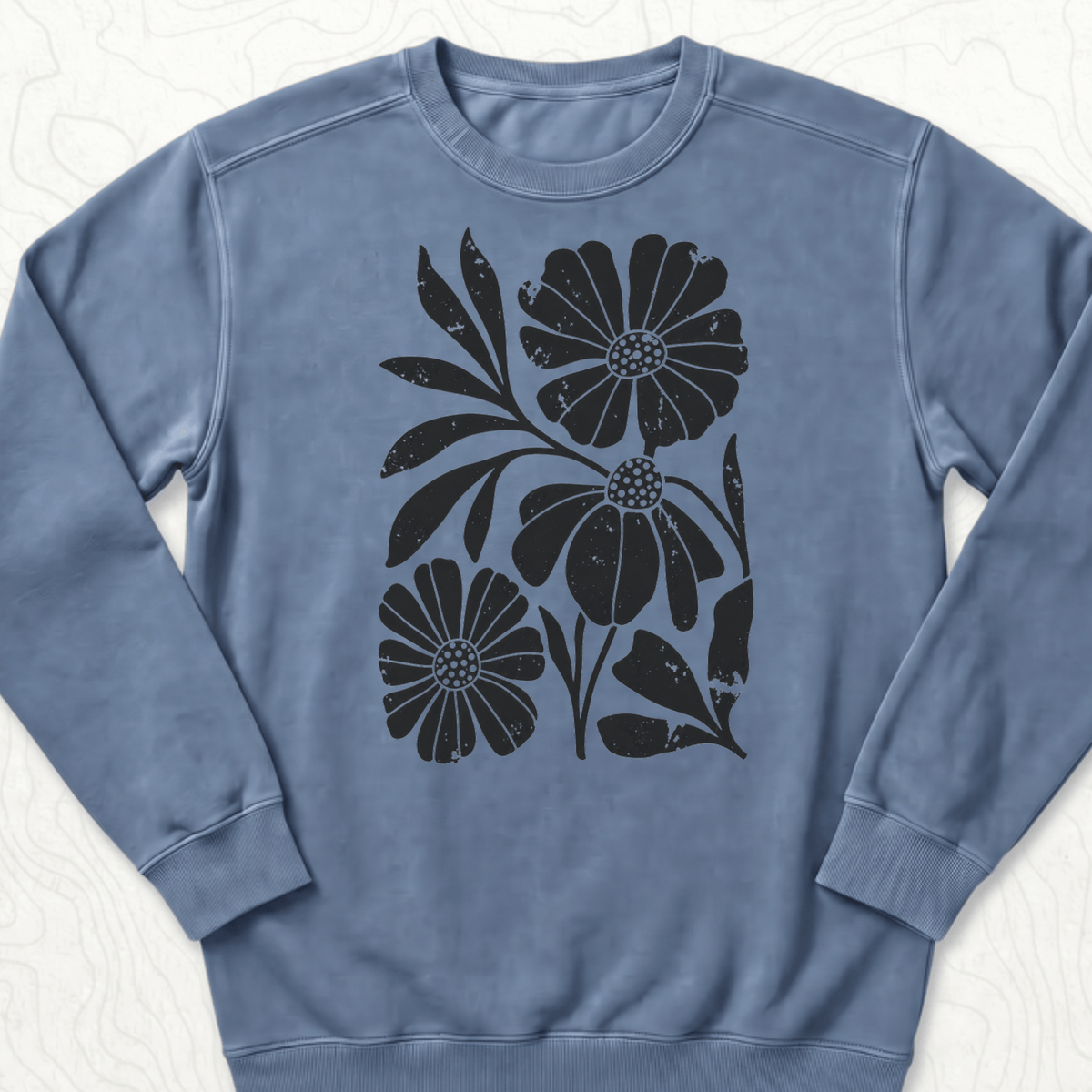Vintage Floral Sweatshirt - Blue Jean
