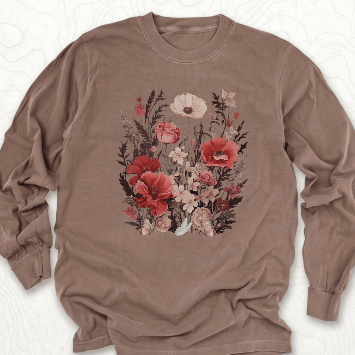 Vintage Wildflowers LS T-shirt - Espresso