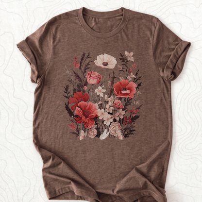 Vintage Wildflowers Tee - Heather Brown