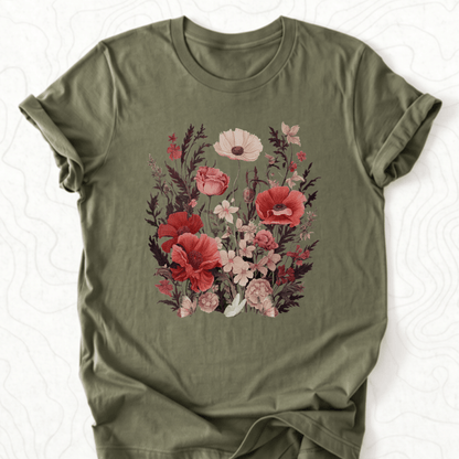 Vintage Wildflowers Tee - Military Green