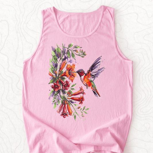 Watercolor Hummingbird Tank Top - Blossom
