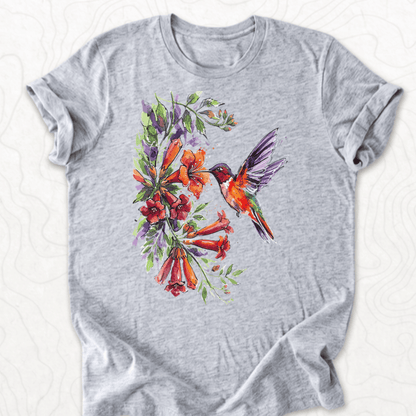 Watercolor Hummingbird Tee - Athletic Heather