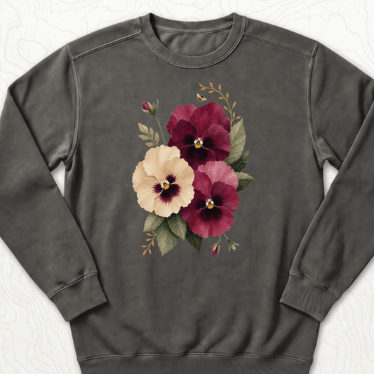 Watercolor Pansies Sweatshirt - Pepper