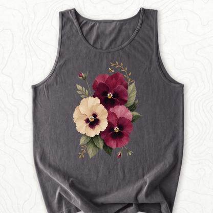 Watercolor Pansies Tank Top - Pepper