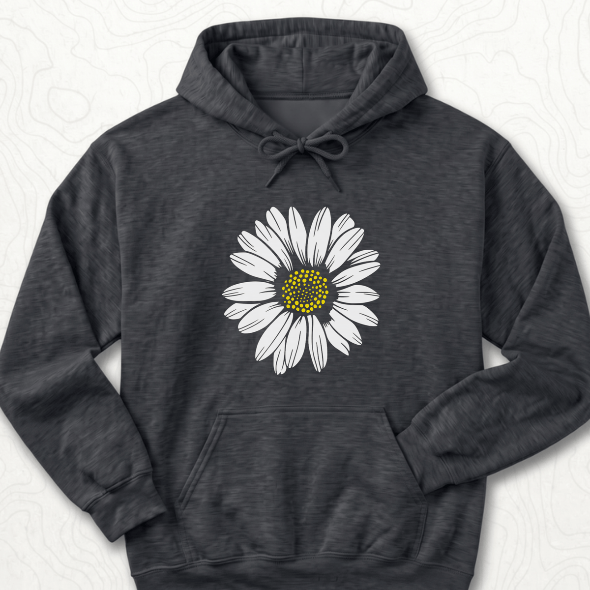 White Daisy Hoodie - Dark Heather