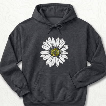 White Daisy Hoodie - Dark Heather
