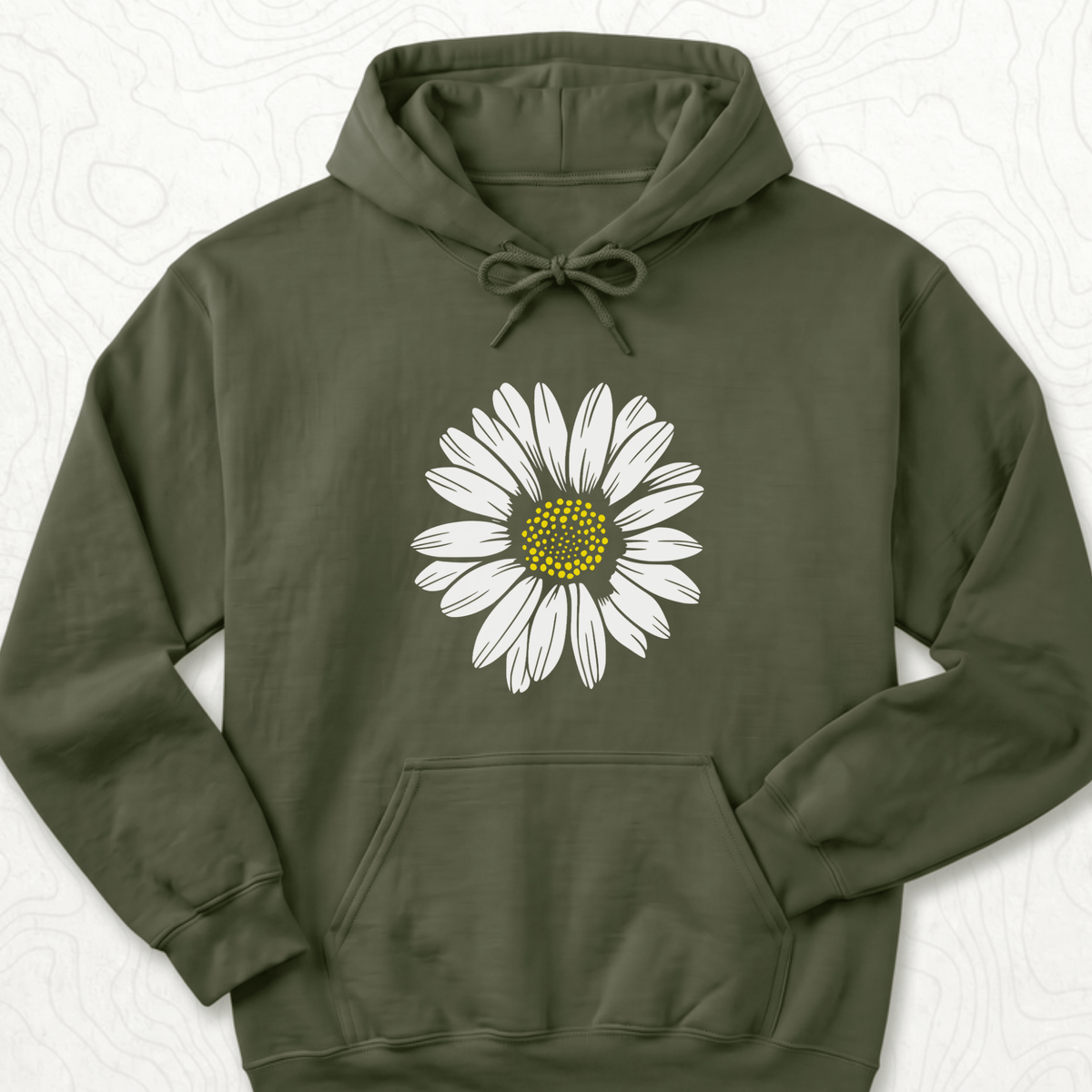 White Daisy Hoodie - Military Green